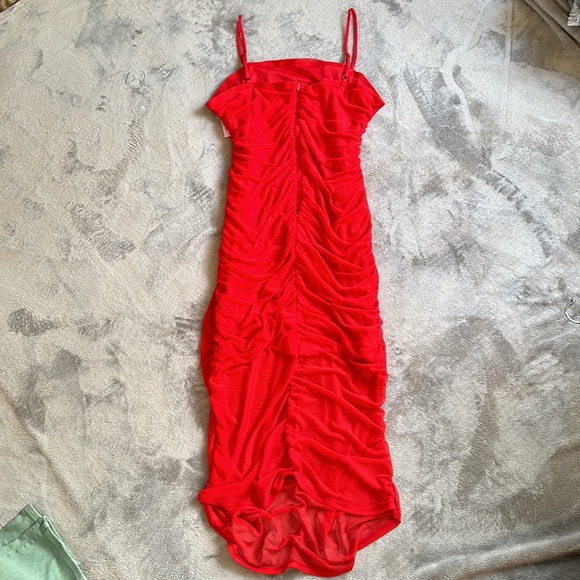 NWT-Red Rouched Dress - Picture 5 of 8